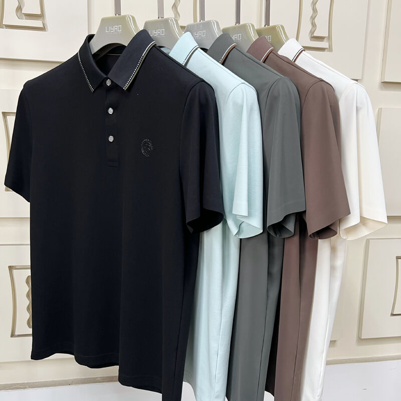 Camisas Polo Masculinas de Luxo | Design Minimalista com Gola Contrastante, Camiseta Masculina de Alto Padrão, Fábrica de Camisetas Profissionais