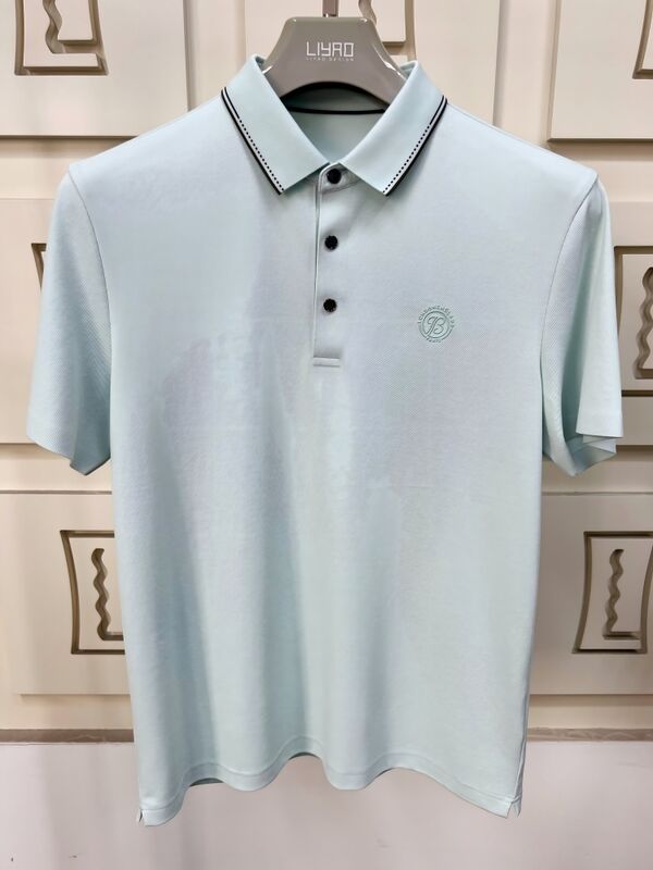 Camisas Polo Masculinas de Luxo | Design Minimalista com Gola Contrastante, Camiseta Masculina de Alto Padrão, Fábrica de Camisetas Profissionais