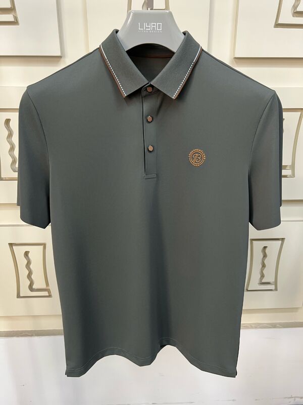 Camisas Polo Masculinas de Luxo | Design Minimalista com Gola Contrastante, Camiseta Masculina de Alto Padrão, Fábrica de Camisetas Profissionais