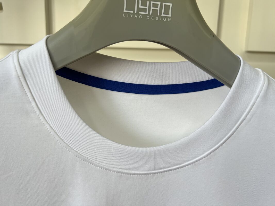 Camiseta de Gola Redonda Bordada | Camiseta Masculina de Gola Redonda de Luxo com Design de Letras e Padrão 3D Fabricação de Malhas