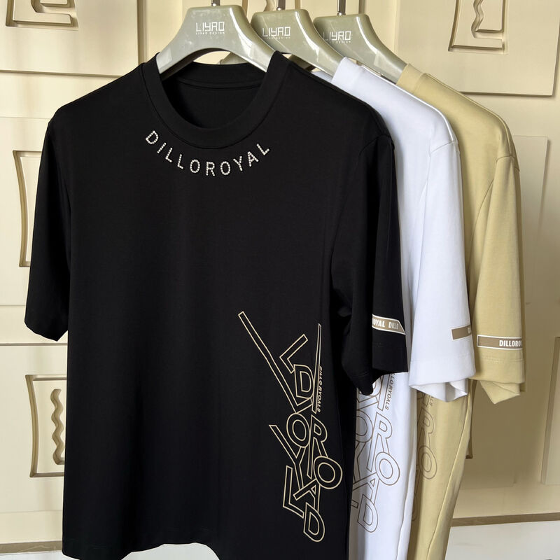 Camisetas Gola Redonda | Logo em Strass e Camiseta Masculina com Design Gráfico Fabricante OEM/ODM