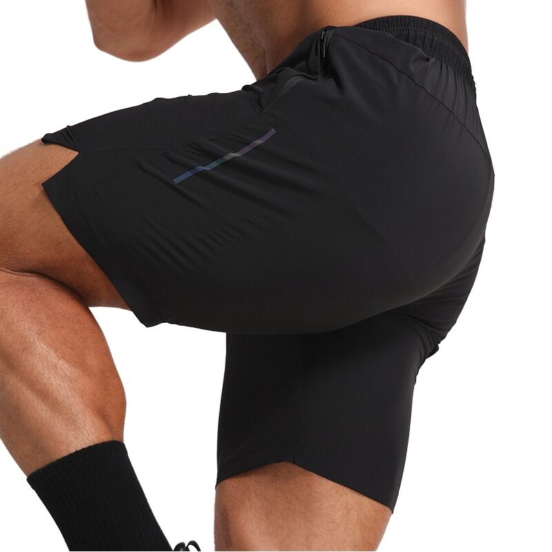 Shorts de Corrida Fitness Masculino de Alta Qualidade, Material Respirável de Secagem Rápida, Comprimento no Joelho, Bolso Traseiro de Verão, Design Liso