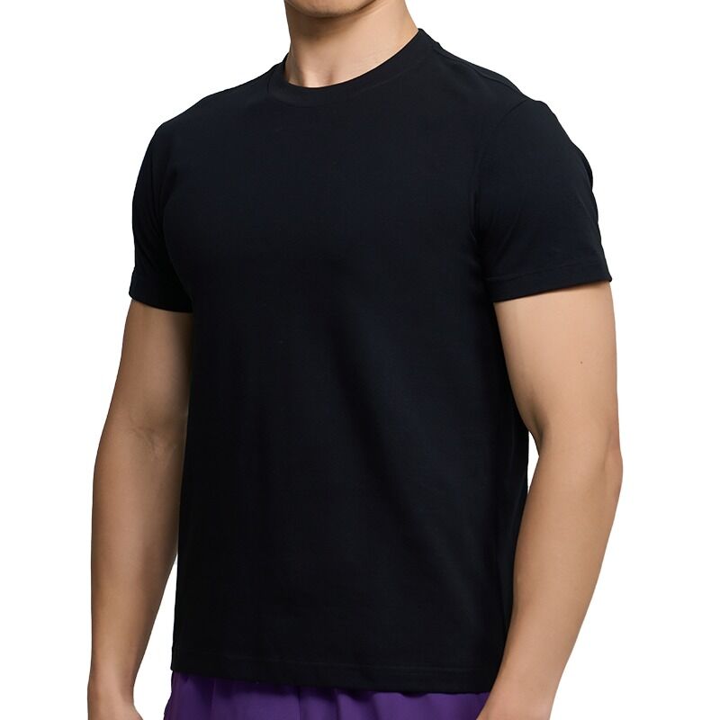 Camiseta esportiva seca rápida de tecido Sorona para homens Camiseta de ginástica respirável com bordados personalizados e impressão estilo sólido simples