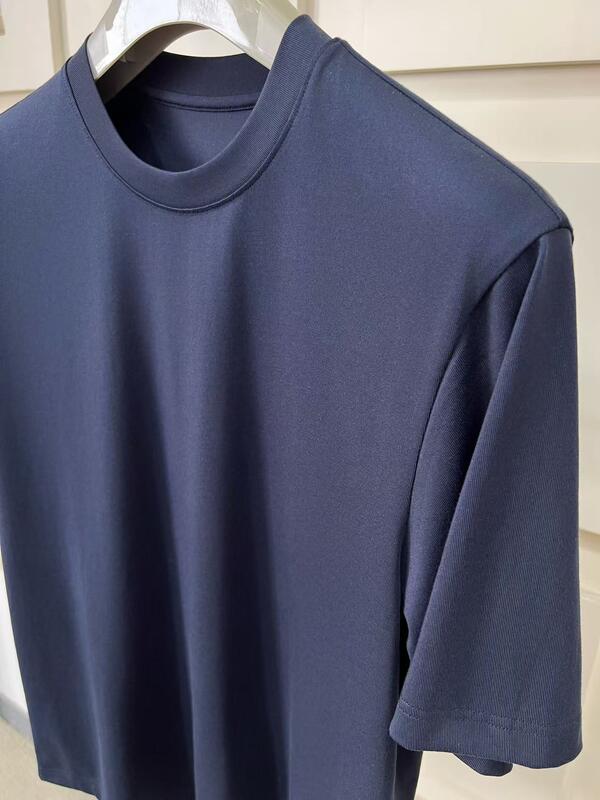 Camiseta esportiva seca rápida de tecido Sorona para homens Camiseta de ginástica respirável com bordados personalizados e impressão estilo sólido simples