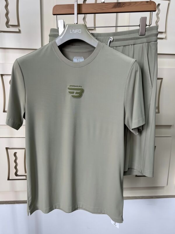 Venda Quente Homens Verão Respirável Sólido Leve Polo Manga Curta Conjuntos Poliéster / Tecido de Algodão