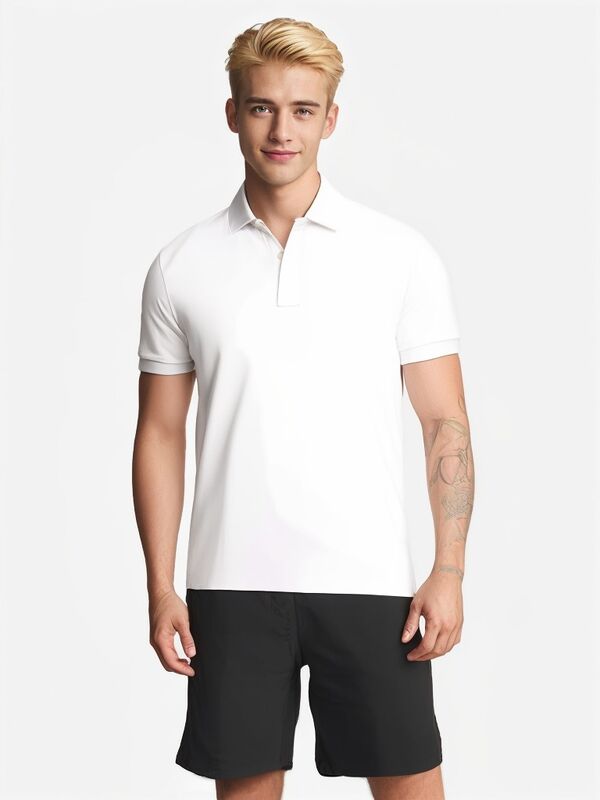 Camisa Polo de Manga Curta Masculina de Cor Sólida de Alta Qualidade para Trabalho e Golfe, Tamanho Grande, Simples, Confortável, Casual