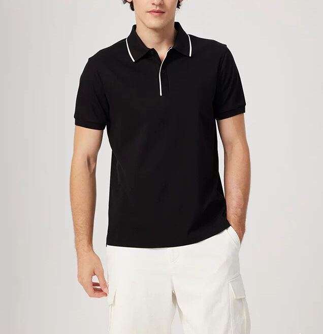 Camisa Polo Masculina de Manga Curta Casual Leve de Negócios Primavera e Verão com Gola Lapela