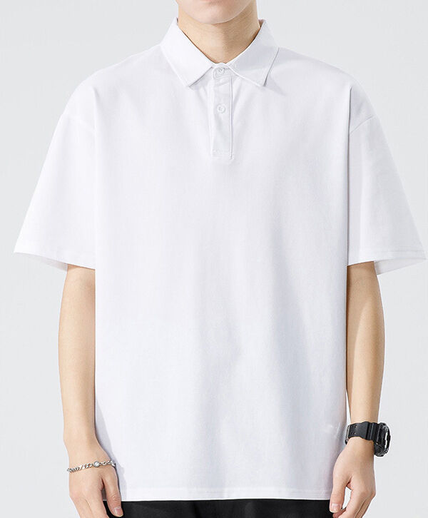 Camisa Polo Simples de Cor Sólida com Sensação Refrescante Antimicrobiana Pesada de Verão Estilo Hong Kong Masculina