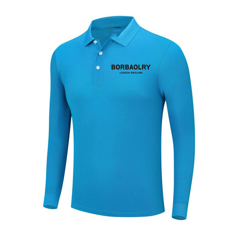 Camisas de polo personalizadas Manga longa Logotipo impresso Bordado Camisa de polo Algodão em branco Camisas de polo de manga longa masculina