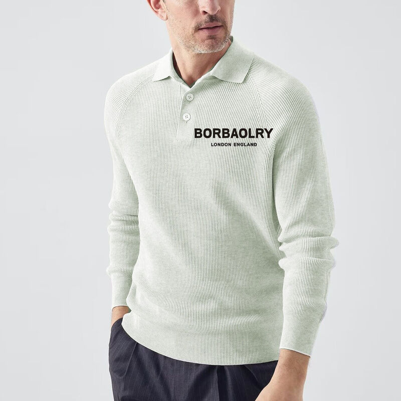 Suéter Masculino Europeu Americano de Lapela Moda Suéter Slim Suéter de Malha de Manga Longa