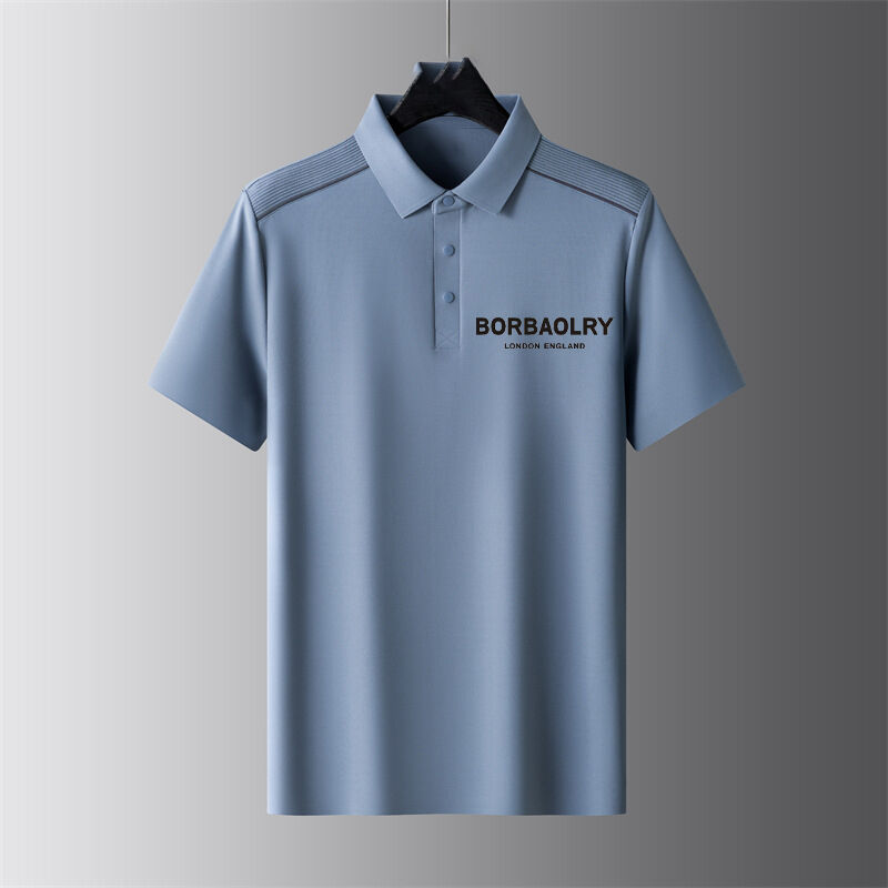 Camisa Polo de Negócios de Manga Curta de Verão, Camiseta Masculina Fina com Lapela, Tendência Casual de Negócios de Meia Manga