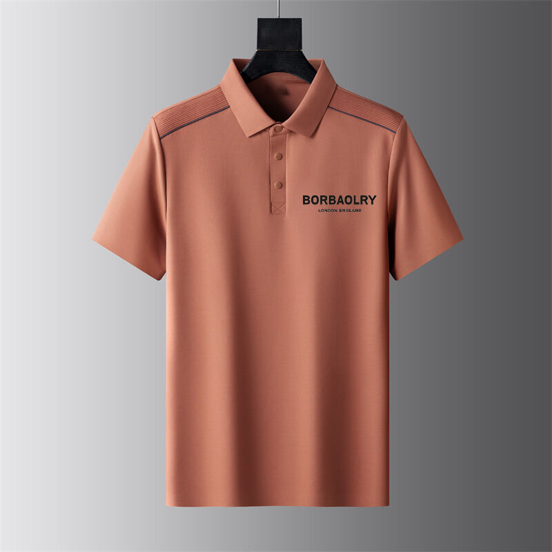 Camisa Polo de Negócios de Manga Curta de Verão, Camiseta Masculina Fina com Lapela, Tendência Casual de Negócios de Meia Manga