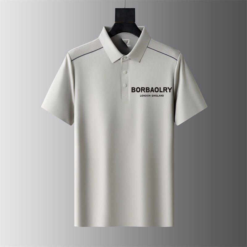 Camisa Polo de Negócios de Manga Curta de Verão, Camiseta Masculina Fina com Lapela, Tendência Casual de Negócios de Meia Manga