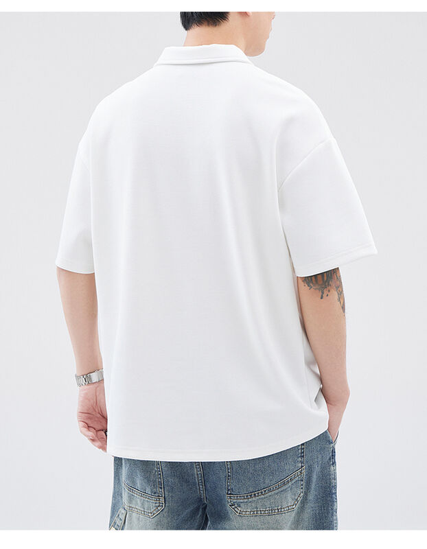 Nova camisa de polo de manga curta de lapela de quarto de cor camisa de algodão de bordado de alfabeto casual para homens