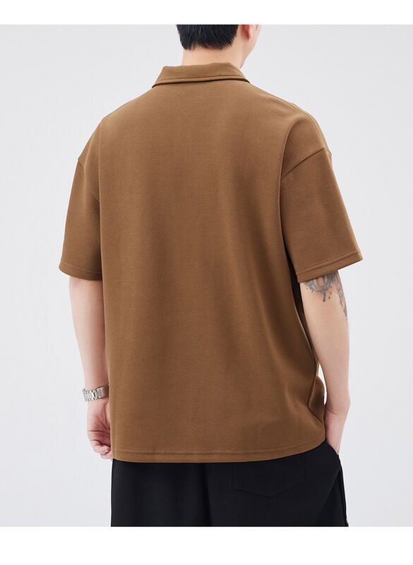 Nova camisa de polo de manga curta de lapela de quarto de cor camisa de algodão de bordado de alfabeto casual para homens