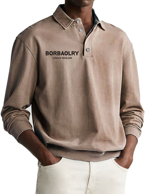 Polo de Algodão de Alta Qualidade com Logotipo Personalizado, Malha Lisa, Casual, Atacado, Secagem Rápida, Esportiva, Masculina, Manga Longa